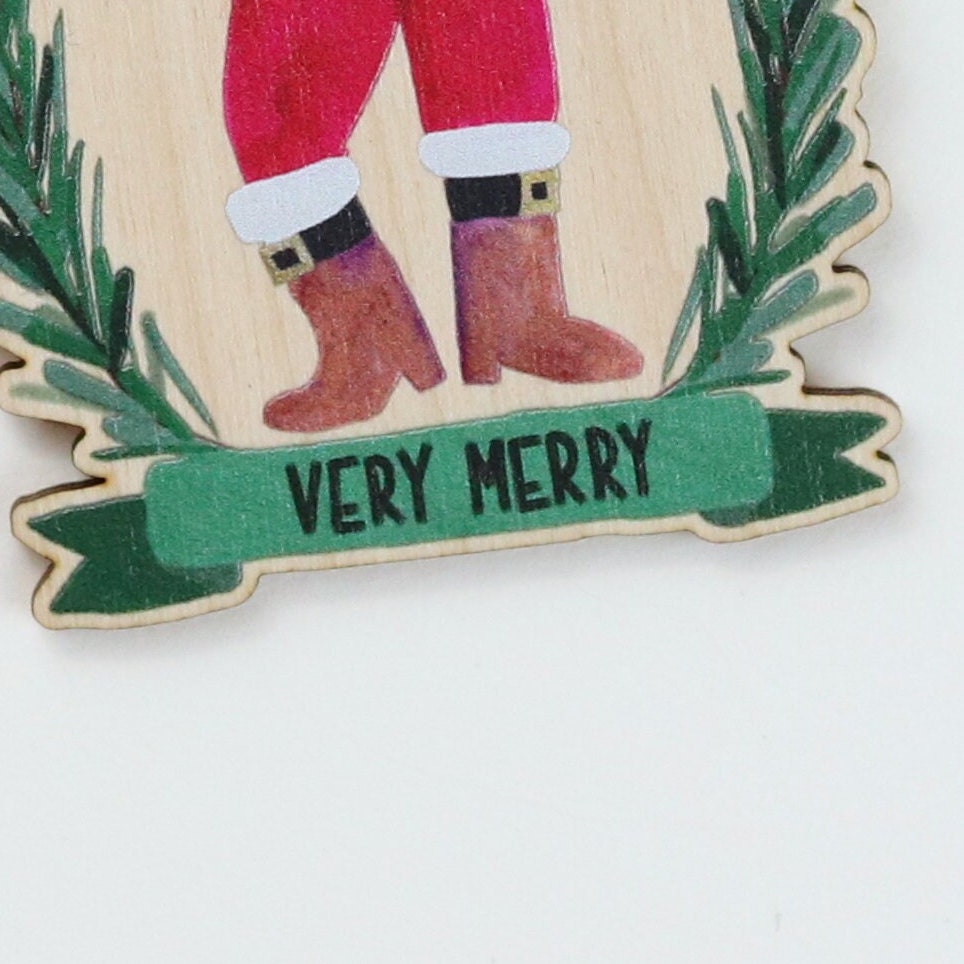 Hipster Santa Wooden Ornament