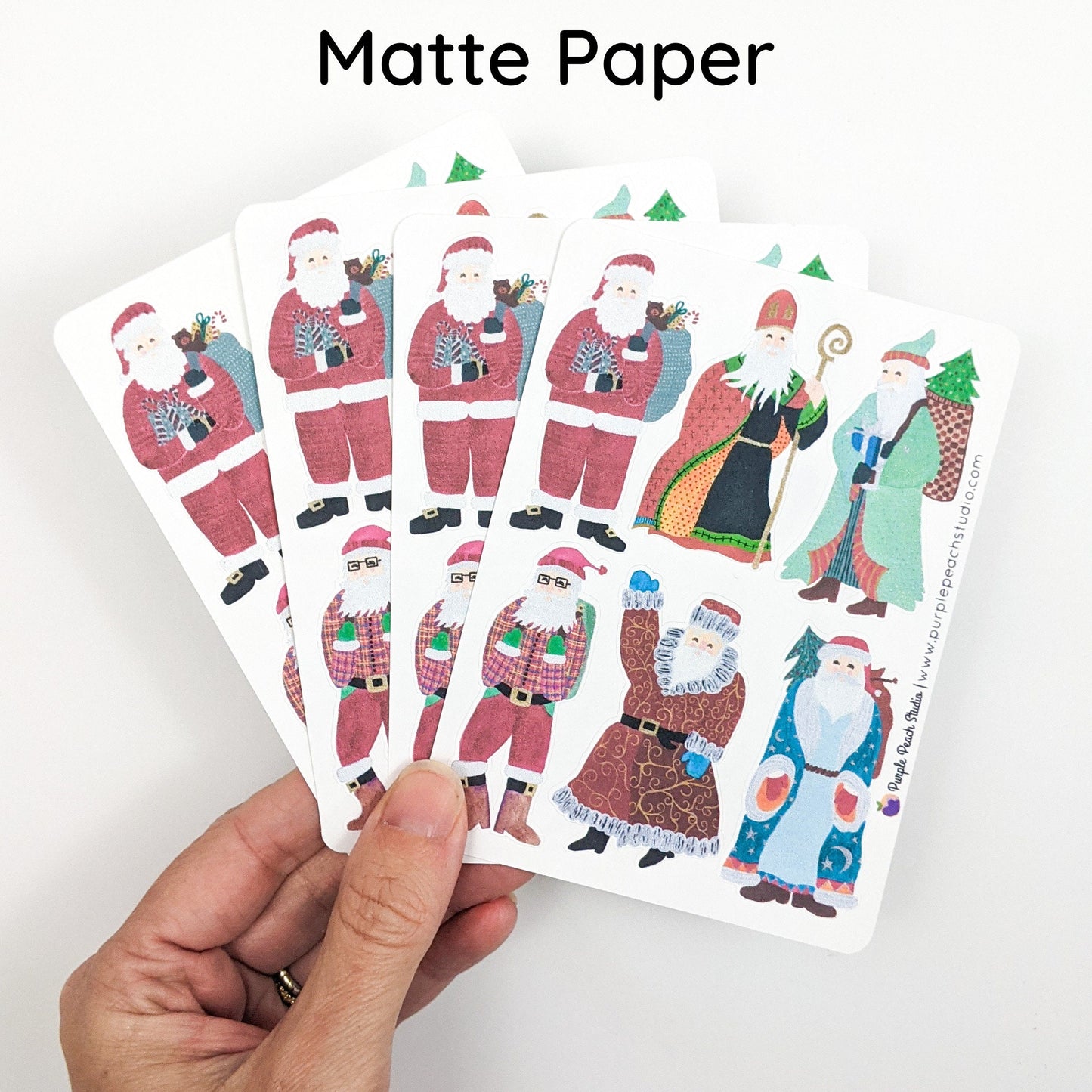 Small Hand-Painted Santa Stickers