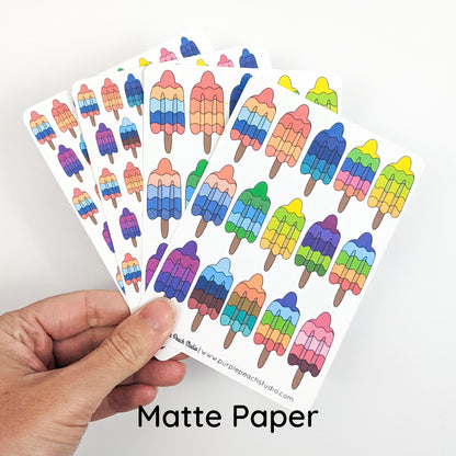 Small Rainbow Ice Pop Planner Stickers