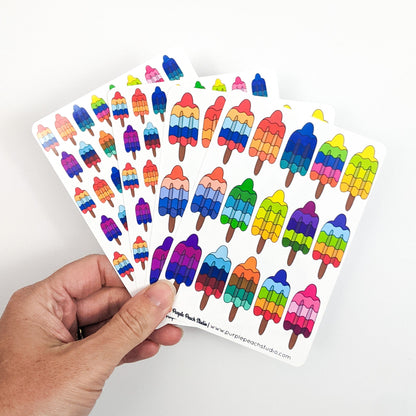 Small Rainbow Ice Pop Planner Stickers