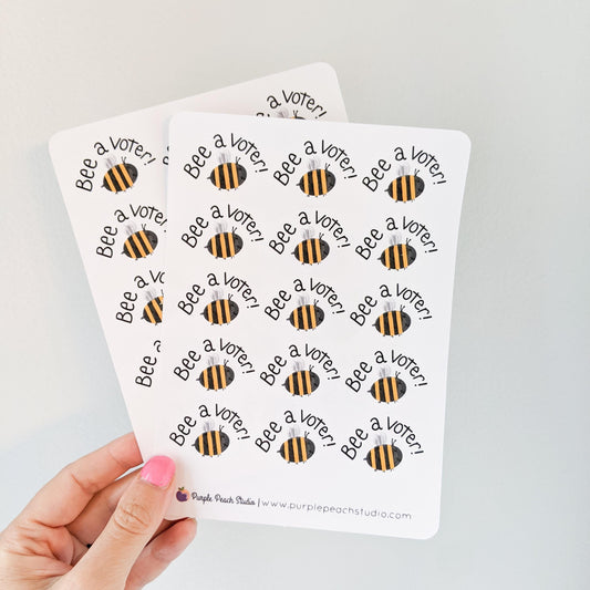 30 Large Bee A Voter Stickers