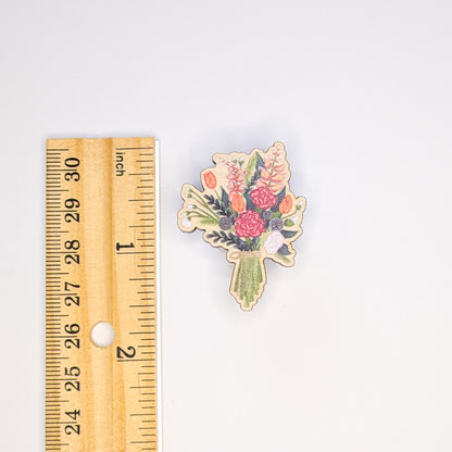 Wooden Flower Bouquet Pin