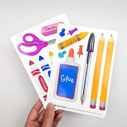 Large School and Office Supply Stickers