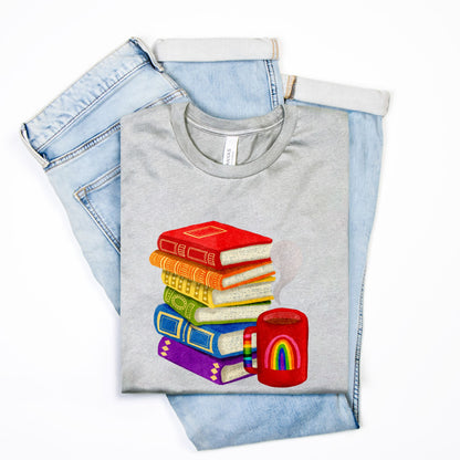 Coffee and Books T-Shirt - Front Graphic