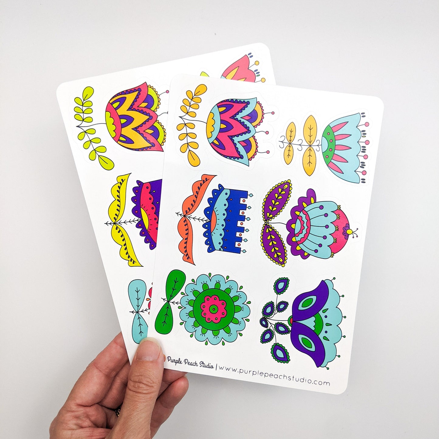 Large Folk Flower Stickers