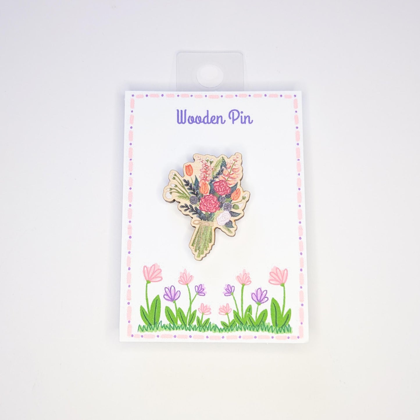 Wooden Flower Bouquet Pin