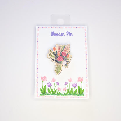 Wooden Flower Bouquet Pin