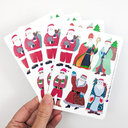 Small Hand-Painted Santa Stickers