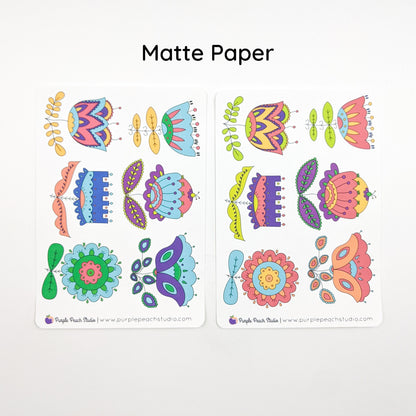 Large Folk Flower Stickers