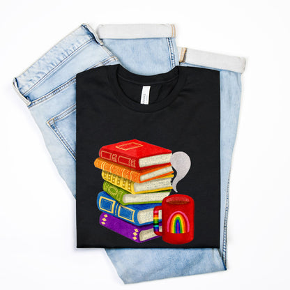 Coffee and Books T-Shirt - Front Graphic