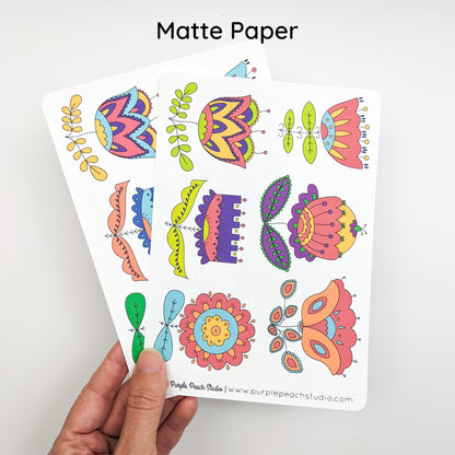 Large Folk Flower Stickers