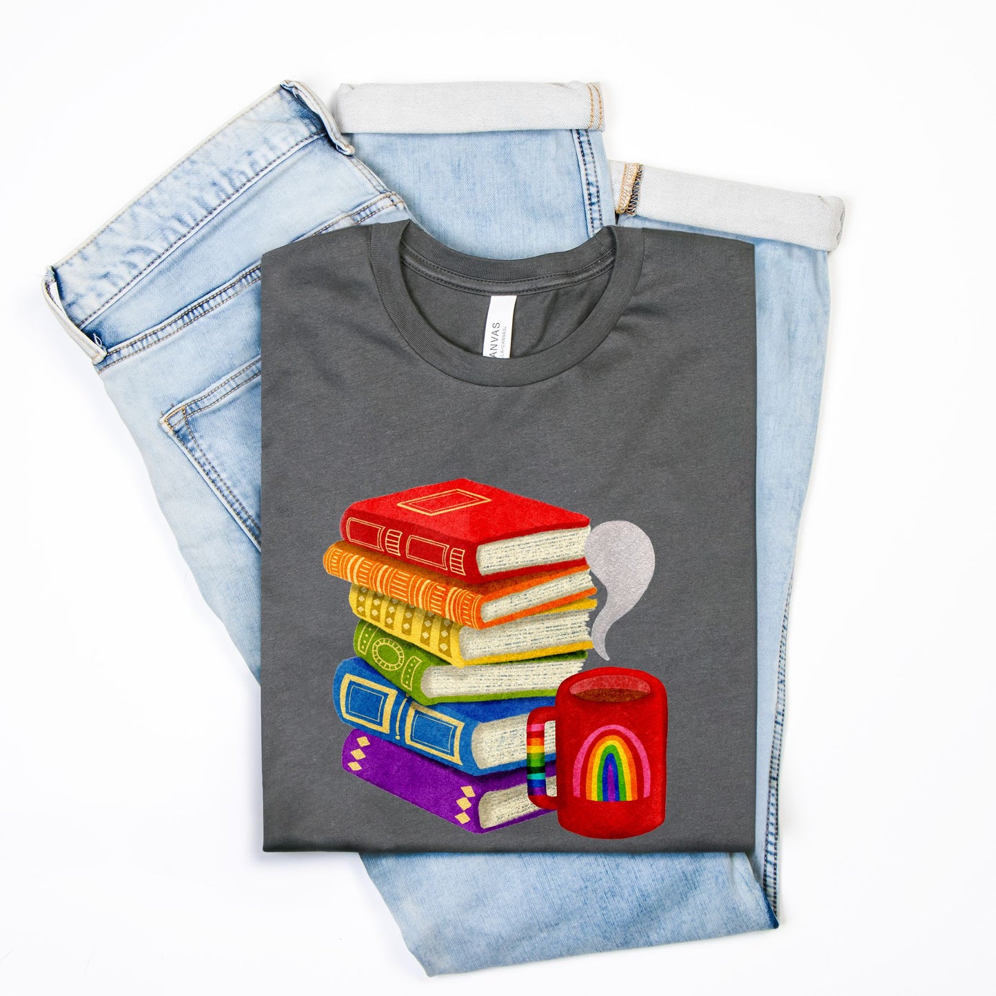 Coffee and Books T-Shirt - Front Graphic