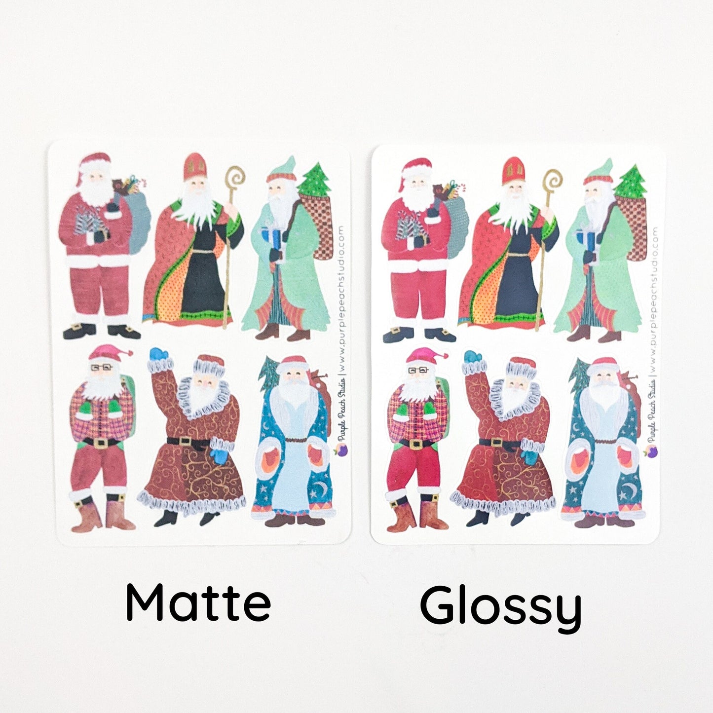 Small Hand-Painted Santa Stickers