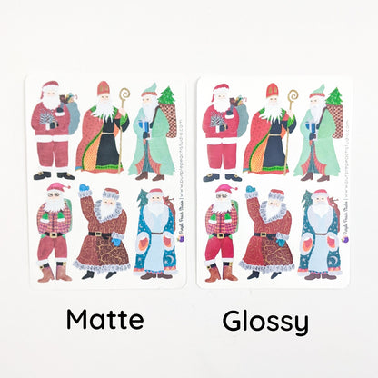 Small Hand-Painted Santa Stickers