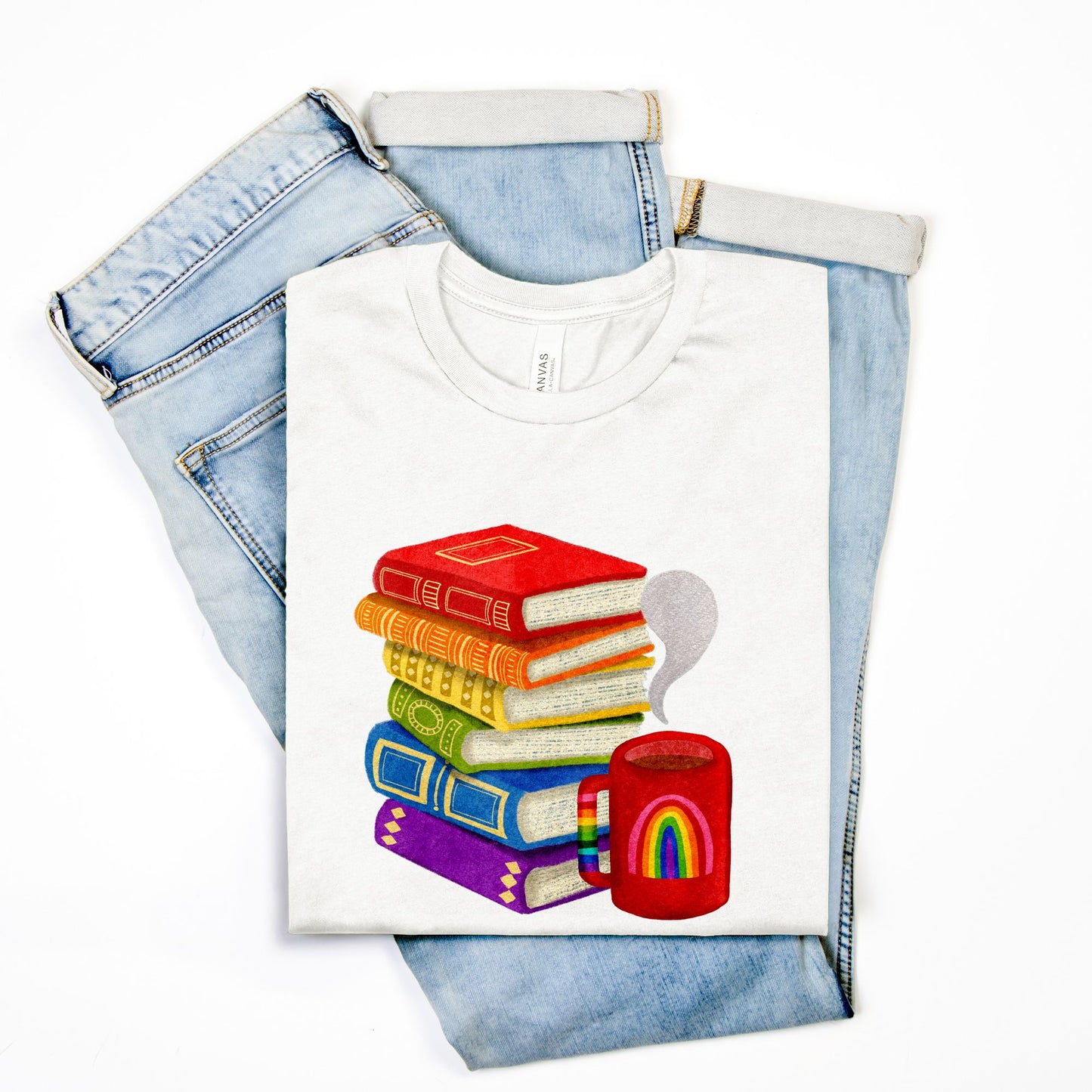 Coffee and Books T-Shirt - Front Graphic