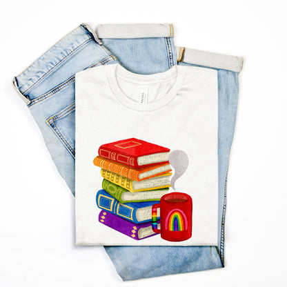 Coffee and Books T-Shirt - Front Graphic