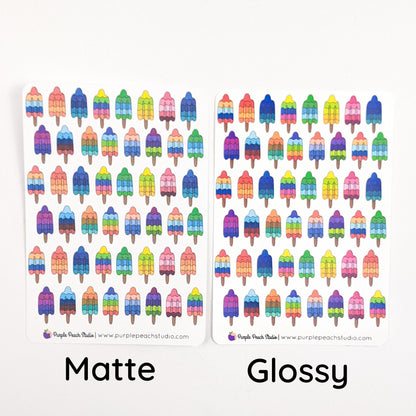 Small Rainbow Ice Pop Planner Stickers