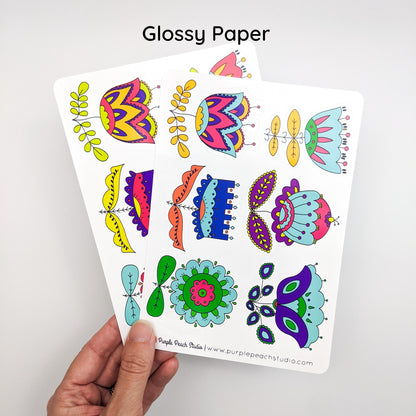 Large Folk Flower Stickers