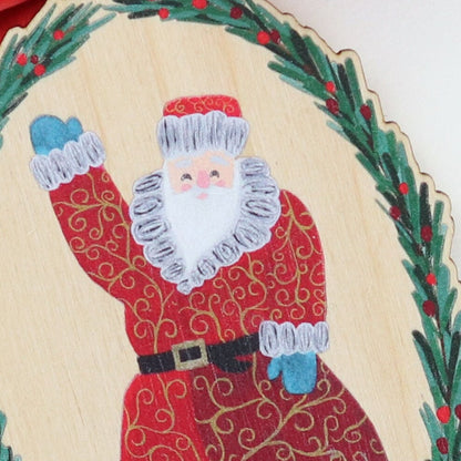 BoHo Santa Wooden Ornament