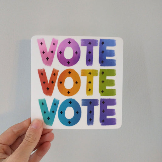 5x5 Inch Rainbow Vote Bumper Sticker