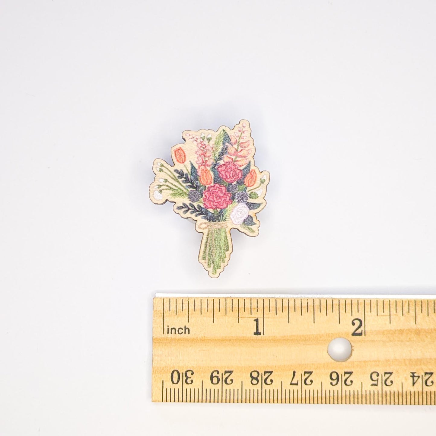 Wooden Flower Bouquet Pin