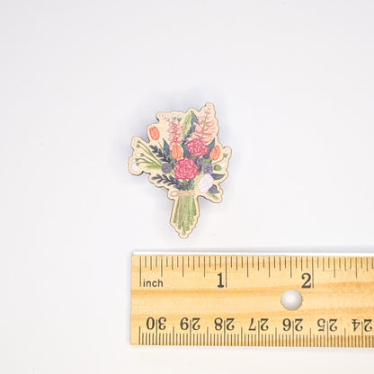 Wooden Flower Bouquet Pin