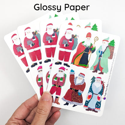 Small Hand-Painted Santa Stickers