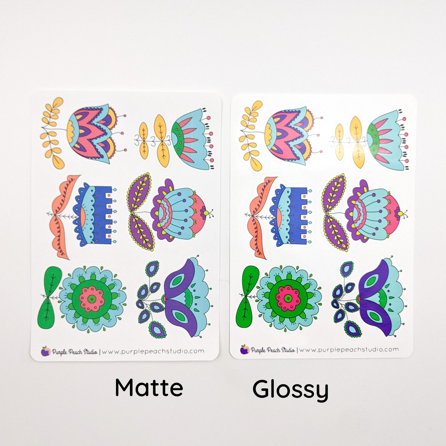 Large Folk Flower Stickers