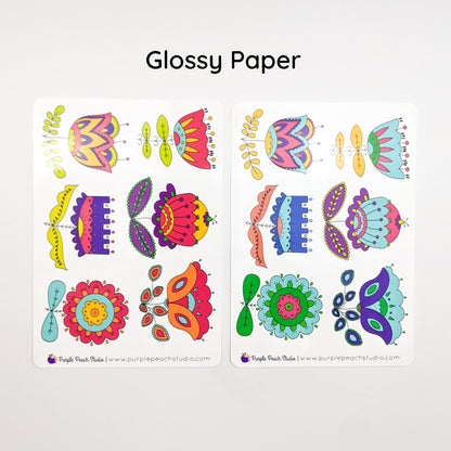 Large Folk Flower Stickers