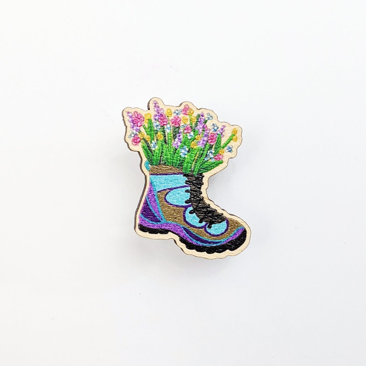 Wildflower Filled Hiking Boot Pin