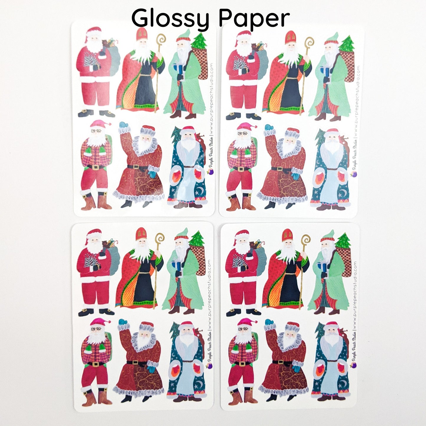 Small Hand-Painted Santa Stickers