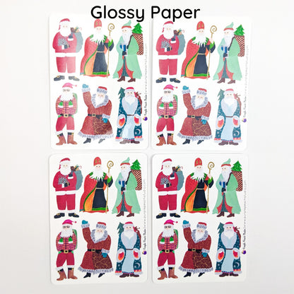 Small Hand-Painted Santa Stickers
