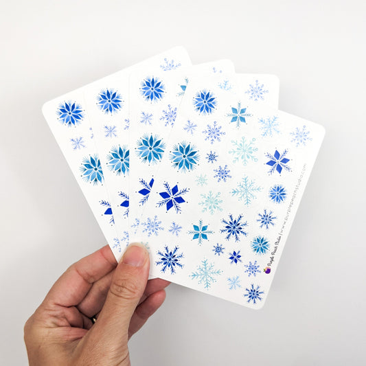 Small Watercolor Winter Snowflake Stickers