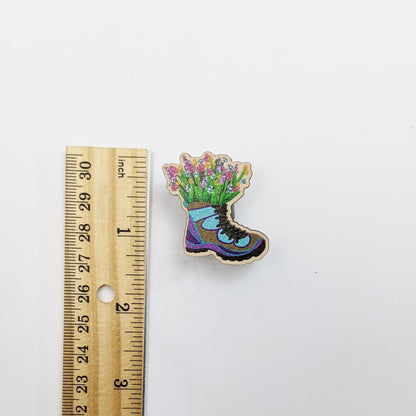 Wildflower Filled Hiking Boot Pin