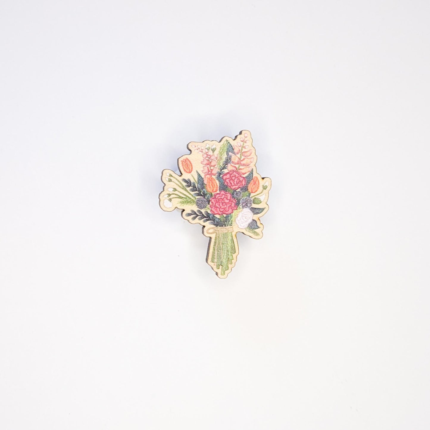 Wooden Flower Bouquet Pin