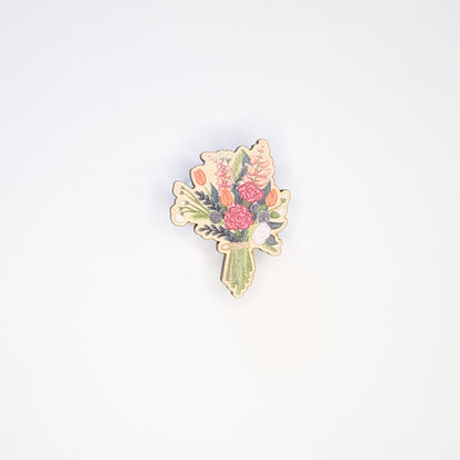 Wooden Flower Bouquet Pin