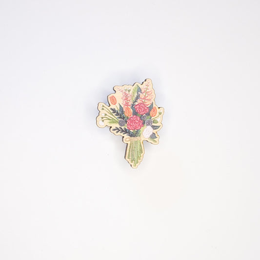 Wooden Flower Bouquet Pin
