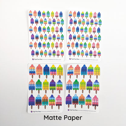 Small Rainbow Ice Pop Planner Stickers