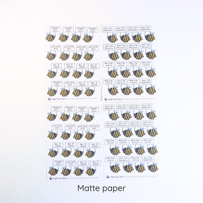 Bee A Voter Expansion: 64 Bee Stickers Holding Punny Election Day Signs (4x 3.5x5" Sheets)