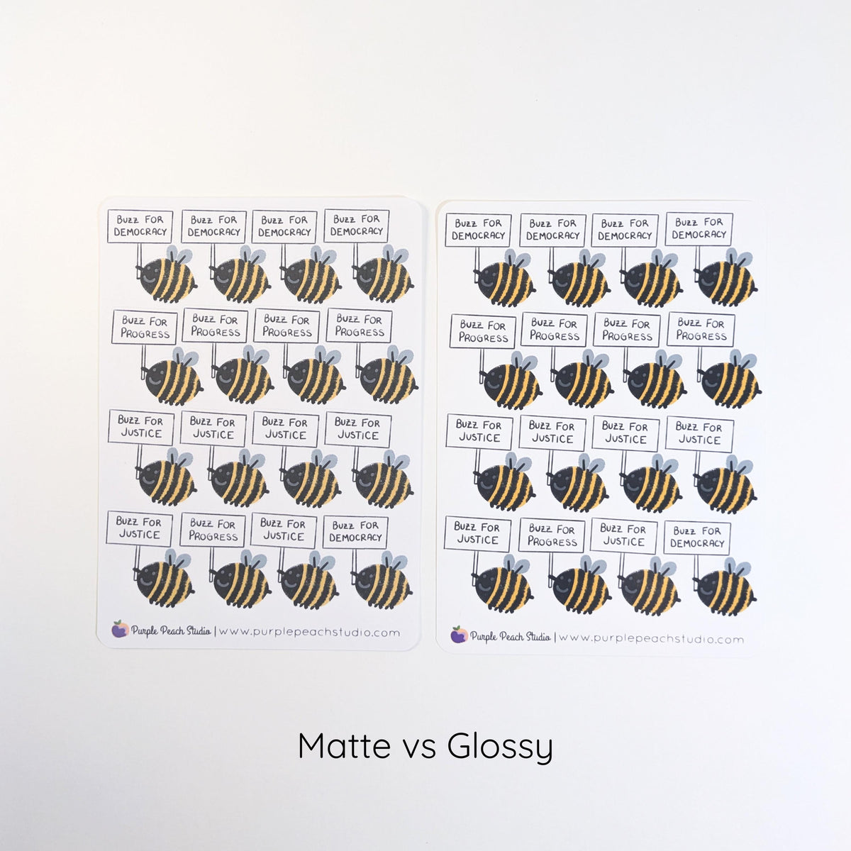 Bee A Voter Expansion: 64 Bee Stickers Holding Punny Election Day Signs (4x 3.5x5" Sheets)